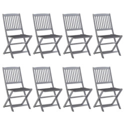 Cadeiras de exterior dobráveis 8pcs c/ almofadões acácia maciça