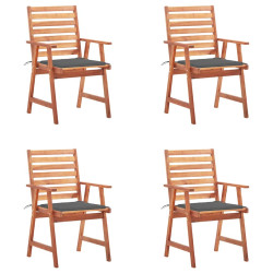 Cadeiras de jantar p/ jardim 4 pcs c/ almofadões acácia maciça