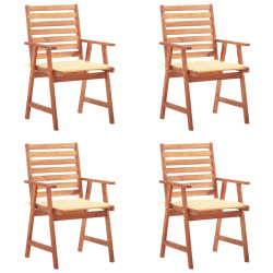 Cadeiras de jantar p/ jardim 4 pcs c/ almofadões acácia maciça