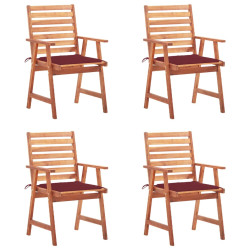 Cadeiras de jantar p/ jardim 4 pcs c/ almofadões acácia maciça
