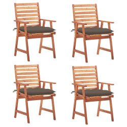 Cadeiras de jantar p/ jardim 4 pcs c/ almofadões acácia maciça