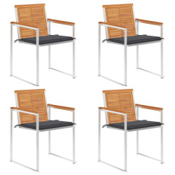 Cadeiras de jardim c/ almofadões 4 pcs madeira de acácia maciça