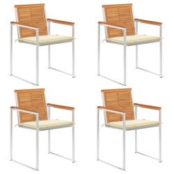 Cadeiras de jardim c/ almofadões 4 pcs madeira de acácia maciça