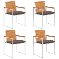Cadeiras de jardim c/ almofadões 4 pcs madeira de acácia maciça