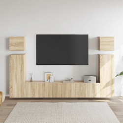 8Pcs conjunto de móveis de TV derivados madeira carvalho sonoma
