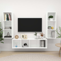 3 Pcs conjunto de móveis de TV contraplacado branco