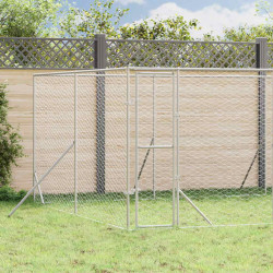 Canil de exterior 8x4x2 m aço galvanizado prateado