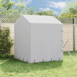 Canil de exterior com teto 2x14x2,5 m aço galvanizado prateado