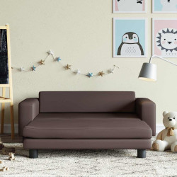 Sofá infantil c/ apoio pés 100x50x30 cm couro artif. castanho