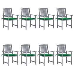 Cadeiras de jardim c/ almofadões 8 pcs acácia maciça cinzento