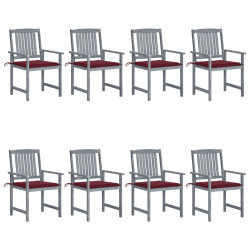 Cadeiras de jardim c/ almofadões 8 pcs acácia maciça cinzento