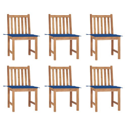 Cadeiras de jardim 6 pcs c/ almofadões madeira de teca maciça
