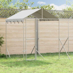 Canil de exterior com teto 10x2x2,5 m aço galvanizado prateado