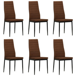 Cadeiras de jantar 6 pcs tecido castanho
