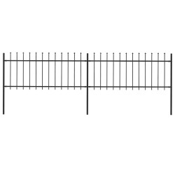 Cerca de jardim com topo em forma de lança em aço 337x80 cm, preta