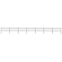 Cerca de jardim com topo em forma de lança em aço 1172x80 cm, preta
