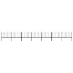 Cerca de jardim com topo em forma de lança em aço 1172x100 cm, preta