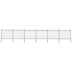 Cerca de jardim com topo em forma de lança em aço 1005x150 cm, preta