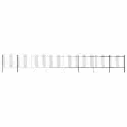 Cerca de jardim com topo em forma de lança em aço 1339x150 cm, preta