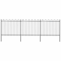 Cerca de jardim com arco superior em aço 504x150 cm preta