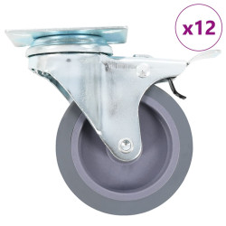 12 Pcs rodas giratórias 75 mm