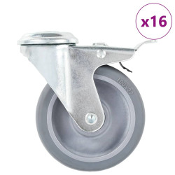 16 Pcs rodas giratórias com orifício para parafuso 100 mm
