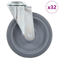 32 Pcs rodas giratórias com orifício para parafuso 125 mm