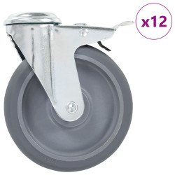 12 Pcs rodas giratórias com orifício para parafuso 125 mm