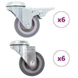 12 Pcs rodas giratórias com furo roscado 50 mm