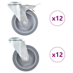 24 Pcs rodas giratórias com furo roscado 100 mm