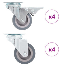 8 Pcs rodas giratórias 50 mm