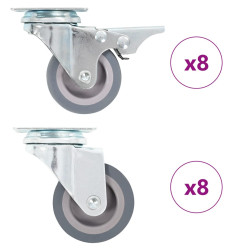 16 Pcs rodas giratórias 50 mm