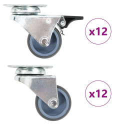 24 Pcs rodas giratórias duplas 50 mm