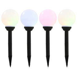 Candeeiro solar de exterior LED 4 pcs esférico 15 cm RGB