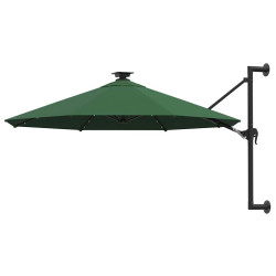 Guarda-sol para jardim de parede com luzes LED 300 cm verde