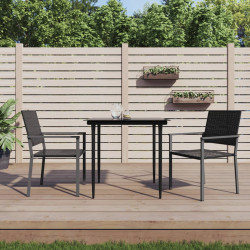 Cadeiras de jardim 2 pcs 54x62,5x89 cm vime PE preto