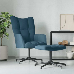 Cadeira de descanso com banco veludo azul