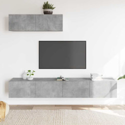 Conjunto móveis de TV 3 pcs madeira processada cinzento cimento