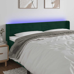 Cabeceira cama c/ luzes LED veludo 183x16x78/88 cm verde-escuro