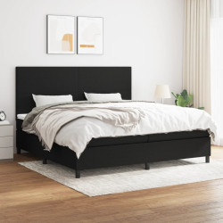 Cama com molas/colchão 200x200 cm tecido preto