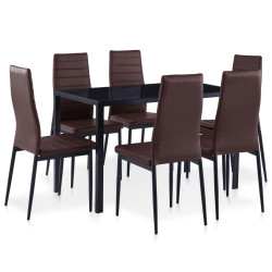 Conjunto de jantar 7 pcs castanho