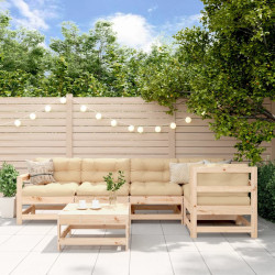 6 Pcs conjunto lounge jardim c/ almofadões madeira maciça