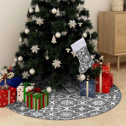 Saia de árvore de natal luxuosa 150 cm com meia tecido cinzento
