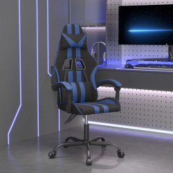 Cadeira gaming giratória couro artificial preto e azul