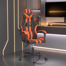 Cadeira gaming giratória couro artificial preto e laranja