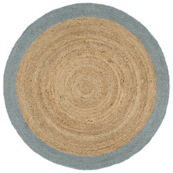 Tapete artesanal em juta com rebordo verde azeitona 210 cm