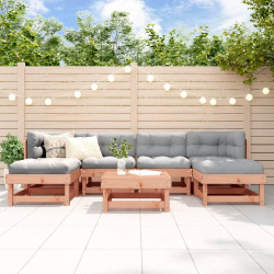 7 Pcs conjunto lounge de jardim madeira de douglas maciça