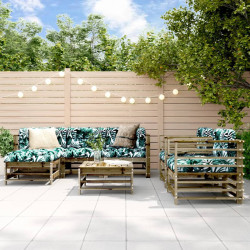 7 Pcs conjunto lounge de jardim madeira de pinho impregnada