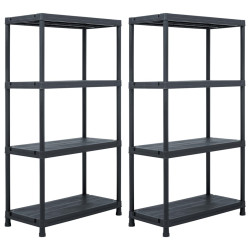 Estantes de arrumação 2 pcs preto 60x30x138 cm plástico
