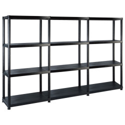 Unidade com 4 prateleiras 183x30,5x130 cm plástico preto